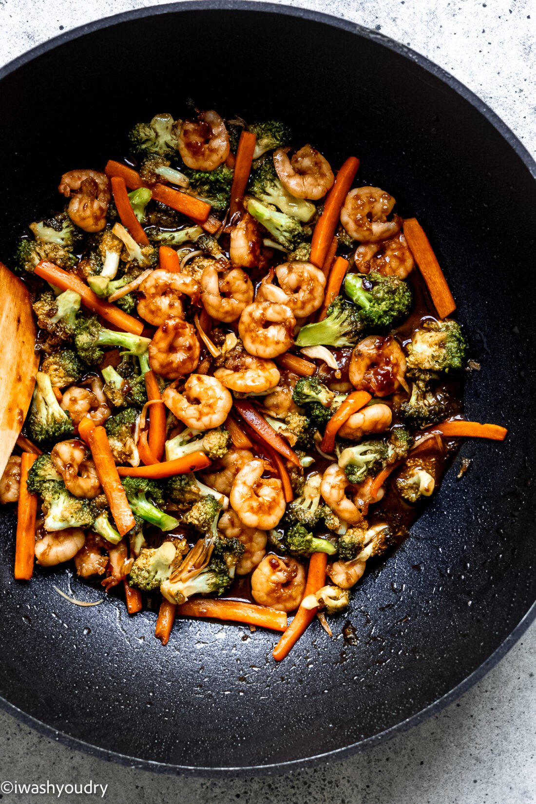 Vegetables and shrimp stir-fried